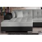 Canapé d'angle convertible en tissu gris et simili noir de qualité, 5 places, angle gauche (vu de face) - SOHO