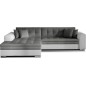 Canapé d'angle convertible en tissu gris foncé et simili blanc de qualité, 5 places, angle gauche (vu de face) - SOHO