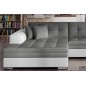 Canapé d'angle convertible en tissu gris foncé et simili blanc de qualité, 5 places, angle gauche (vu de face) - SOHO