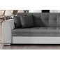 Canapé d'angle convertible, SOHO, en tissu gris foncé et simili blanc de qualité, 5 places, angle droit (vu de face)