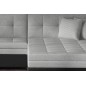 Canapé d'angle convertible en tissu gris et simili noir de qualité, 5 places, angle droit (vu de face) - SOHO