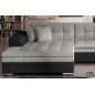 Canapé d'angle convertible en tissu gris foncé et simili noir de qualité, 5 places, angle gauche (vu de face) - SOHO
