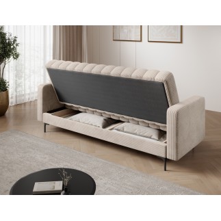 Canapé 3 places convertible velours côtelé  beige
