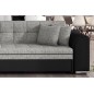 Canapé d'angle convertible en tissu gris foncé et simili noir de qualité, 5 places, angle gauche (vu de face) - SOHO