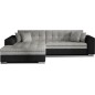 Canapé d'angle convertible en tissu gris foncé et simili noir de qualité, 5 places, angle gauche (vu de face) - SOHO