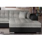 Canapé d'angle convertible en tissu gris foncé et simili noir de qualité, 5 places, angle droit (vu de face) - SOHO