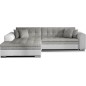- Canapé d'angle convertible en tissu gris et simili blanc de qualité, 5 places, angle gauche (vu de face), SOHO