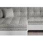 - Canapé d'angle convertible en tissu gris et simili blanc de qualité, 5 places, angle gauche (vu de face), SOHO