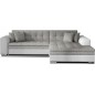 Canapé d'angle convertible en tissu gris et simili blanc de qualité, 5 places, angle droit (vu de face) - SOHO