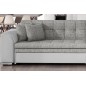 Canapé d'angle convertible en tissu gris et simili blanc de qualité, 5 places, angle droit (vu de face) - SOHO