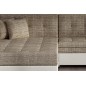 Canapé d'angle convertible en tissu beige et simili écru de qualité, 5 places, angle gauche (vu de face), SOHO