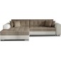 Canapé d'angle convertible en tissu beige et simili écru de qualité, 5 places, angle gauche (vu de face), SOHO