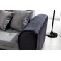 - Canapé d'angle convertible en tissu velours gris et noir Luxe, 5 places, angle gauche (vu de face), SOHO VELOURS