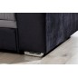 - Canapé d'angle convertible en tissu velours gris et noir Luxe, 5 places, angle gauche (vu de face), SOHO VELOURS