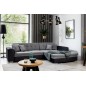 Canapé d'angle convertible en tissu velours gris et noir Luxe, 5 places, angle droit (vu de face), SOHO VELOURS
