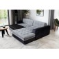 Canapé d'angle convertible en tissu velours gris et noir Luxe, 5 places, angle droit (vu de face), SOHO VELOURS