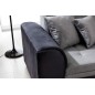 Canapé d'angle convertible en tissu velours gris et noir Luxe, 5 places, angle droit (vu de face), SOHO VELOURS
