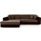 Canapé d'angle convertible en tissu velours Luxe, marron et chocolat, 5 places, angle gauche (vu de face), SOHO VELOURS