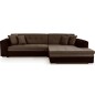 Canapé d'angle convertible en tissu velours Luxe, marron et chocolat, 5 places, angle droit (vu de face), SOHO VELOURS