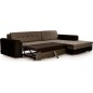 Canapé d'angle convertible en tissu velours Luxe, marron et chocolat, 5 places, angle droit (vu de face), SOHO VELOURS