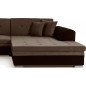 Canapé d'angle convertible en tissu velours Luxe, marron et chocolat, 5 places, angle droit (vu de face), SOHO VELOURS