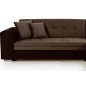 Canapé d'angle convertible en tissu velours Luxe, marron et chocolat, 5 places, angle droit (vu de face), SOHO VELOURS