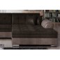 Canapé d'angle convertible en tissu velours Luxe, chocolat et marron, 5 places, angle droit (vu de face), SOHO VELOURS