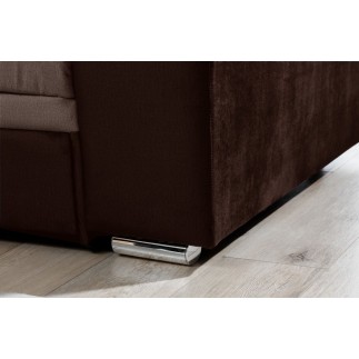 Canapé d'angle convertible en tissu velours Luxe, chocolat et marron, 5 places, angle droit (vu de face), SOHO VELOURS