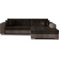 Canapé d'angle convertible en tissu velours Luxe, chocolat et marron, 5 places, angle droit (vu de face), SOHO VELOURS