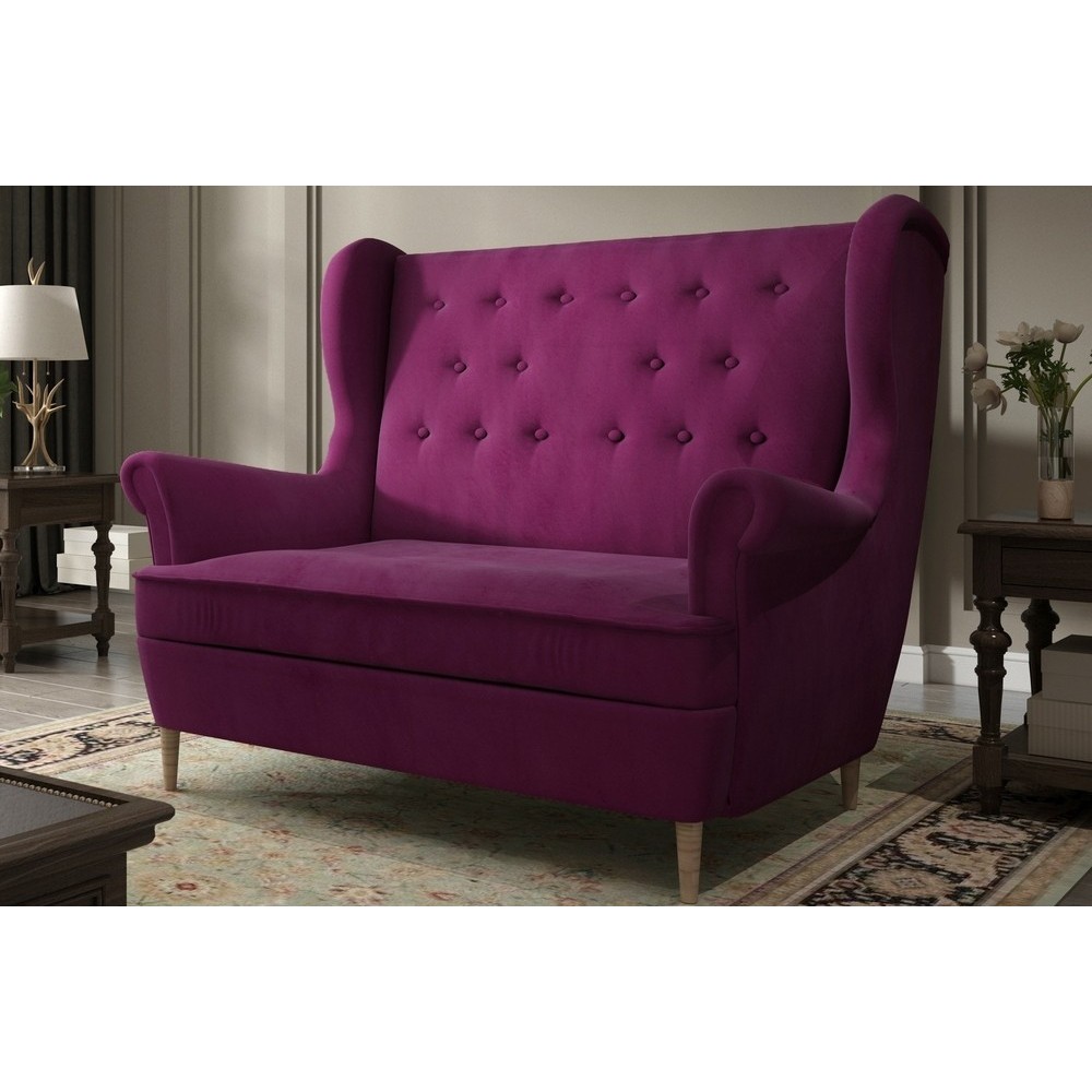 Canapé 2 places en tissu de catégorie Luxe, Fuschia - ARNAUD