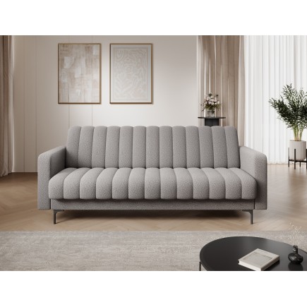 Canapé 3 places convertible tissu gris, coffre, RONSARD