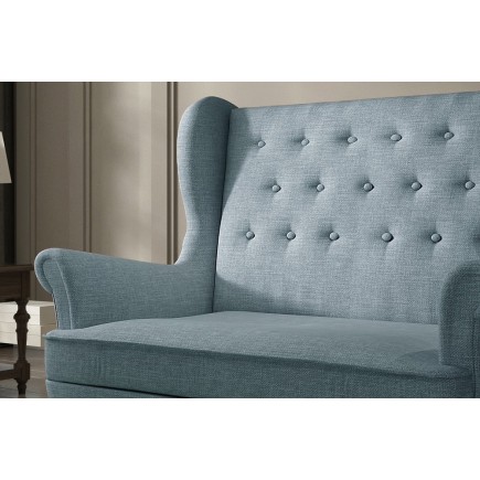Canapé 2 places en tissu de catégorie Luxe, Bleu clair - ARNAUD