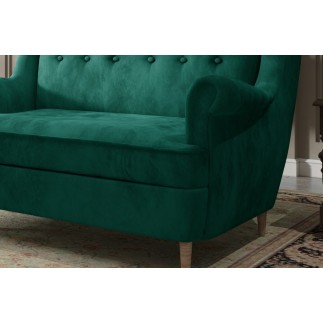 Canapé 2 places en tissu velours de catégorie Luxe, vert - ARNAUD
