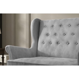 Canapé 2 places en tissu velours de catégorie Luxe, Gris - ARNAUD