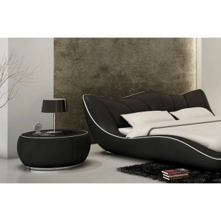 Lit en cuir italien de luxe LUXEN, noir, 140x190