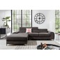 - Canapé d'angle convertible en tissu velours Luxe, chocolat, 5 places, angle gauche (vu de face) - GRECE VELOURS