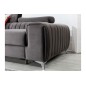 - Canapé d'angle convertible en tissu velours Luxe, chocolat, 5 places, angle gauche (vu de face) - GRECE VELOURS