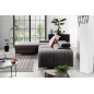 - Canapé d'angle convertible en tissu velours Luxe, chocolat, 5 places, angle gauche (vu de face) - GRECE VELOURS