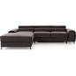 - Canapé d'angle convertible en tissu velours Luxe, chocolat, 5 places, angle gauche (vu de face) - GRECE VELOURS