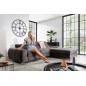 Canapé d'angle convertible en tissu velours Luxe, chocolat, 5 places, angle droit (vu de face), GRECE VELOURS