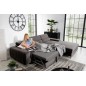 Canapé d'angle convertible en tissu velours Luxe, chocolat, 5 places, angle droit (vu de face), GRECE VELOURS