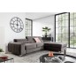 Canapé d'angle convertible en tissu velours Luxe, chocolat, 5 places, angle droit (vu de face), GRECE VELOURS