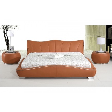 Lit en cuir italien de luxe LUXEN, marron
