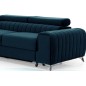 - Canapé d'angle convertible en tissu velours Luxe bleu, 5 places, angle gauche (vu de face) - GRECE VELOURS