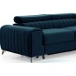 Canapé d'angle convertible en tissu velours Luxe bleu, 5 places, angle droit (vu de face) - GRECE VELOURS