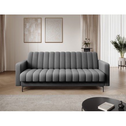 Canapé 3 places convertible velours luxe gris foncé, coffre, RONSARD