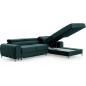 - Canapé d'angle convertible en tissu velours Luxe vert, 5 places, angle droit (vu de face) - GRECE VELOURS