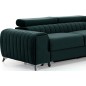- Canapé d'angle convertible en tissu velours Luxe vert, 5 places, angle droit (vu de face) - GRECE VELOURS