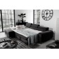 Canapé d'angle convertible en tissu velours Luxe noir, 5 places, angle gauche (vu de face) - GRECE VELOURS