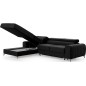 Canapé d'angle convertible en tissu velours Luxe noir, 5 places, angle gauche (vu de face) - GRECE VELOURS